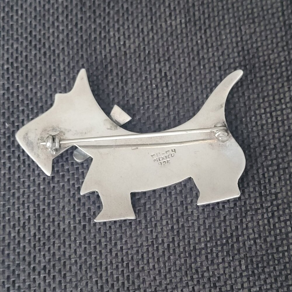 Scottie Terrier Dog Vintage Pin Sterling Silver Taxco Dog Lover Brooch - Picture 15 of 15